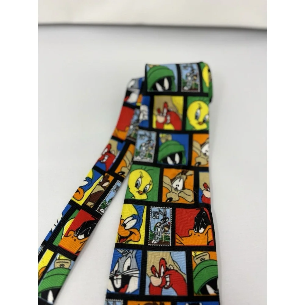 Vintage Looney Tunes USPS Stamp Collection Tie Necktie Warner Bros 90's Cartoons
